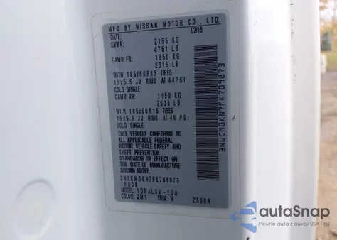 2015 Nissan Nv200 Sv из США, поврежденный, VIN 3N6CM0KN7FK709873